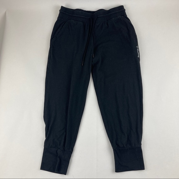 Reebok Jogger Sweatpants Womens XS Black Drawstring - Picture 1 of 9